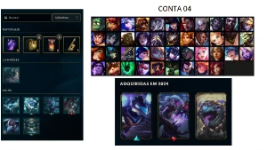 PACOTE COM 4 CONTAS DE LEAGUE OF LEGENDS LOW ELO LOL