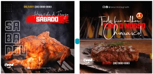 Pack de Posts Prontos para o Canva – Churrascaria - Redes Sociais