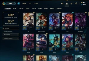 Conta LoL Lvl 476 - 377 skins (19 prestigios) 400k+ de lux - League of Legends