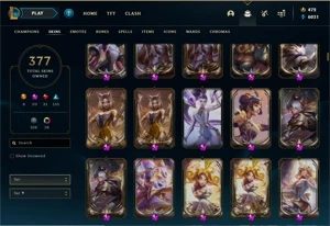 Conta LoL Lvl 476 - 377 skins (19 prestigios) 400k+ de lux - League of Legends