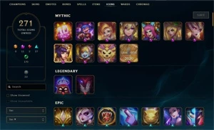 Conta LoL Lvl 476 - 377 skins (19 prestigios) 400k+ de lux - League of Legends