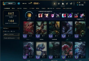 Diamante 3 com TODOS os champs e 251 Skins + 8 Vitoriosas - League of Legends LOL