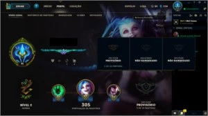 league of legends / unranked /ex d5 / 125 skins / 98 campeos