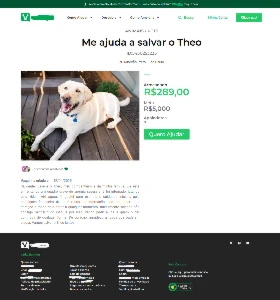 Site em Wordpress tema Vaquinha para doações.