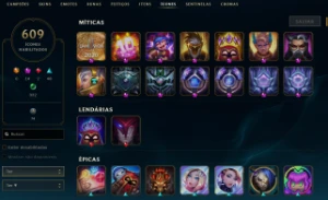 Conta LoL/MMR Mestre/Full Champs/Skins: 404/Ícones: 609 - League of Legends