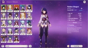 AR 51 Baal C1+Diluc C1+Venti+Jean (+skin)+Amos+Esp Celestial - Genshin Impact