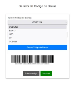 Script gerador de codigo de barras (CODE128, EAN13, UPC...) - Serviços Digitais