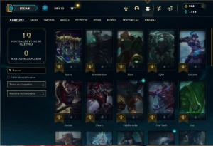 Unranked lv 26 com 35 Champs e 15 Skins + 3 Fragmentos - League of Legends LOL