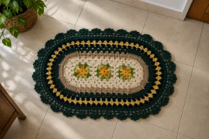 Tapete de banheiro em crochê - Artesanato e Personalizados