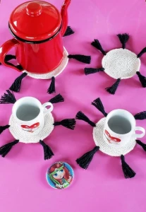 Kit Cafézinho em Crochê (4 Peças) - Artesanato e Personalizados