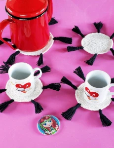 Kit Cafézinho em Crochê (4 Peças) - Artesanato e Personalizados