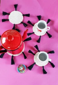Kit Cafézinho em Crochê (4 Peças) - Artesanato e Personalizados