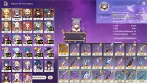 AR50 Hutao + Mona, Keqing + Skin, Shenhe + Arma Dela - Genshin Impact