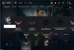 Conta bronze 2 com 72 Champs e 43 Skins - League of Legends LOL