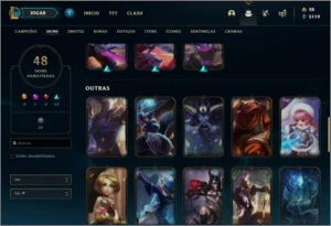 CONTA UNRANKED COM 48 SKINS E 91 CHAMPS - League of Legends LOL