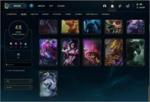 CONTA UNRANKED COM 48 SKINS E 91 CHAMPS - League of Legends LOL