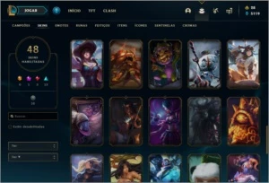 CONTA UNRANKED COM 48 SKINS E 91 CHAMPS - League of Legends LOL