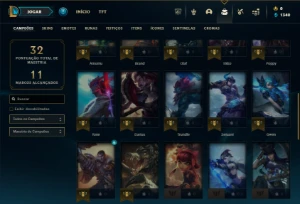 Ouro 4 com 40 Champs e 2 Skins - League of Legends LOL