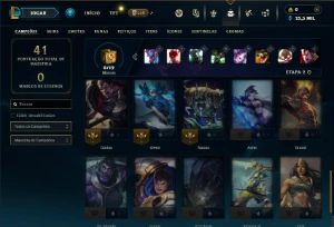 Mestre com 31 Champs e 1 Skin + 14 Fragmentos - League of Legends LOL