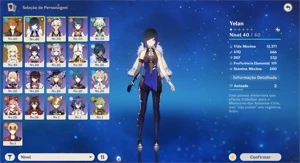 Yelan,Childe e Kagura AR 32 - BENÇÃO ATIVA 27 dias - Genshin Impact