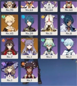 AR 49 com Diluc, Klee, Zhongli, Venti, Jean,Keqing + fotos - Genshin Impact