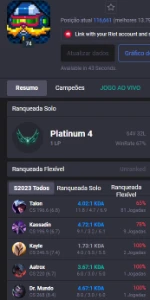 Conta Platina 4 67% Winrate 31 Pdl Win - League Of Legends LOL