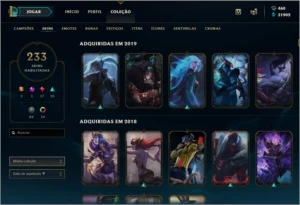 CONTA PLATINA 2 COM 230 SKINS E RARAS + GEMAS-TODOS OS CHAMP - League of Legends LOL