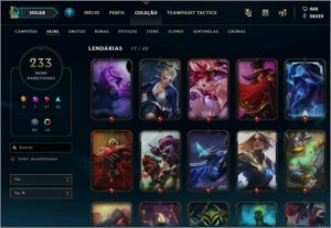 CONTA PLATINA 2 COM 230 SKINS E RARAS + GEMAS-TODOS OS CHAMP - League of Legends LOL