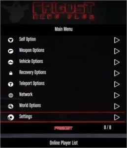 MOD MENU PARA GTA 5 ONLINE PC FRIGOST MENU