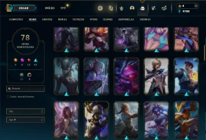 Platina 2 com TODOS os champs e 78 Skins ( No Servidor LAS ) - League of Legends LOL