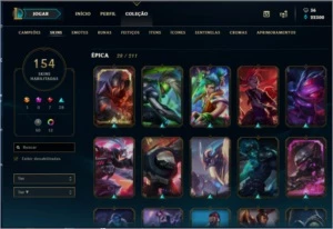 VENDO CONTA DO LOL!! 154 SKIN, TODOS OS CHAMP, PLAT V solo - League of Legends