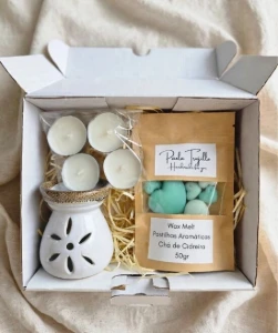 Kit Wax Melt Chá de Cidreira com Queimador de Cerâmica