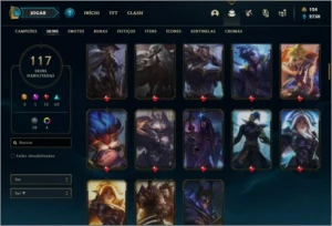Conta prata 4 com 76 champs e 117 skins + Prestigio da Senna - League of Legends LOL