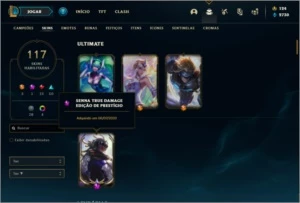 Conta prata 4 com 76 champs e 117 skins + Prestigio da Senna - League of Legends LOL