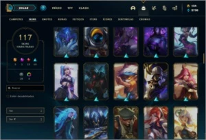 Conta prata 4 com 76 champs e 117 skins + Prestigio da Senna - League of Legends LOL