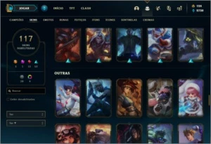 Conta prata 4 com 76 champs e 117 skins + Prestigio da Senna - League of Legends LOL