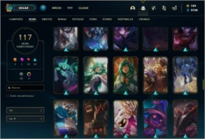 Conta prata 4 com 76 champs e 117 skins + Prestigio da Senna - League of Legends LOL