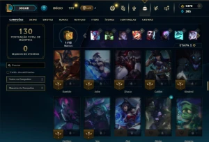 Ouro 4 com 95 Champs e 13 Skins + 1370 RP - League of Legends LOL