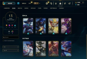 Ouro 4 com 95 Champs e 13 Skins + 1370 RP - League of Legends LOL