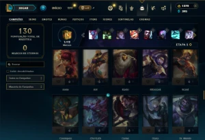 Ouro 4 com 95 Champs e 13 Skins + 1370 RP - League of Legends LOL