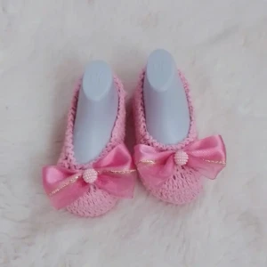 Sapatinho Rosa com Laço — 6 a 9 Meses