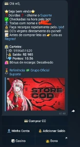 Bot Telegram Vendas De Cc - Redes Sociais