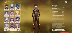 conta de genshin impact com zhongli  + personagens t4