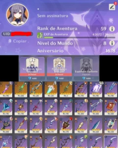 14 Personagens + 5 Armas + Keqing Skin / End Game Ar 59 - Genshin Impact