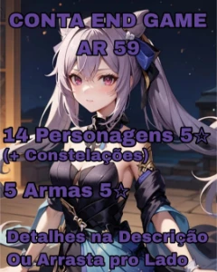 14 Personagens + 5 Armas + Keqing Skin / End Game Ar 59 - Genshin Impact