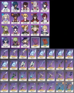 14 Personagens + 5 Armas + Keqing Skin / End Game Ar 59 - Genshin Impact