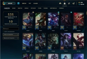 Conta ouro 1 com TODOS os champs e 173 Skins (7 Vitoriosas) - League of Legends LOL