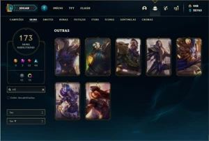 Conta ouro 1 com TODOS os champs e 173 Skins (7 Vitoriosas) - League of Legends LOL