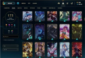 Conta ouro 1 com TODOS os champs e 173 Skins (7 Vitoriosas) - League of Legends LOL