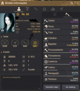 Conta Black Desert - Wusa Bs pen/Colar Pen